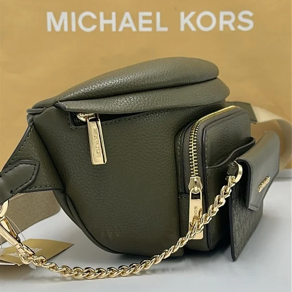 Michael Kors Maisie Lg Pebbled Leather 2-in-1 Sling Fanny Pack Waist Bag Belt - Picture 10 of 16
